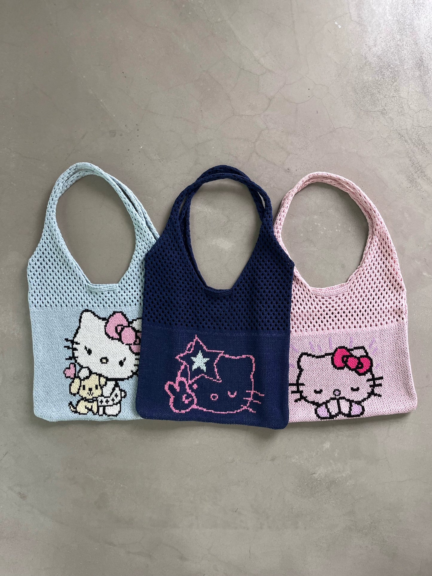 PinkKitty/BlueKitty Knitted Bags